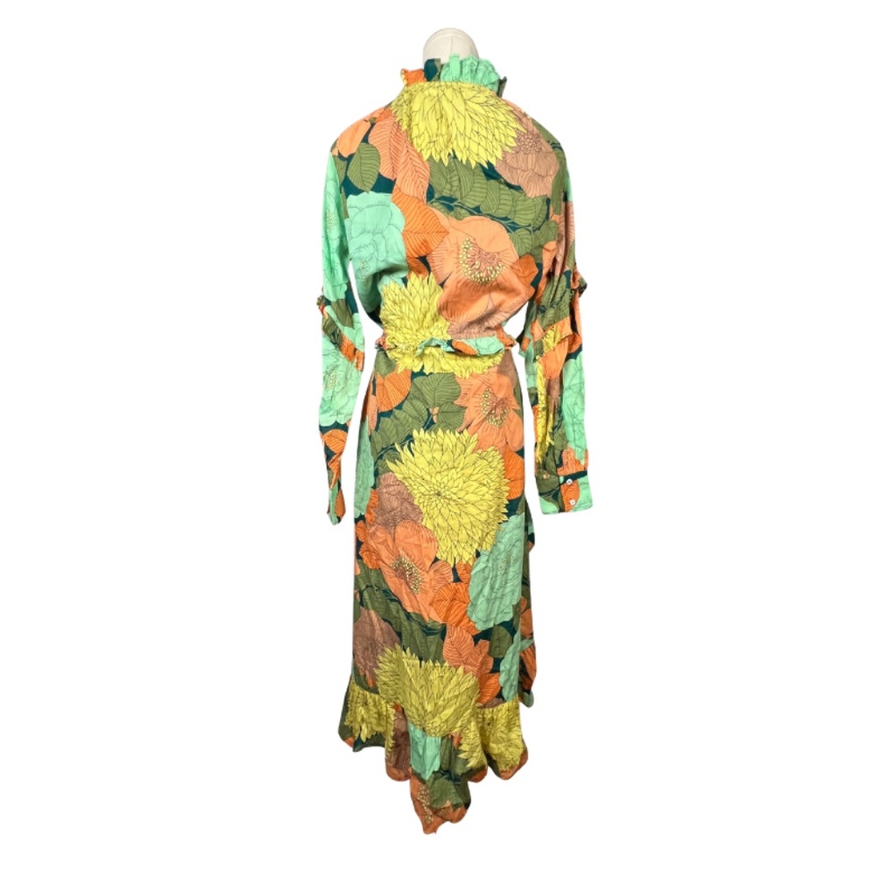 NWT Farm Rio Long Sleeve Floral Midi Dress Anthropologie Breezy (S‎) - Picture 5 of 7